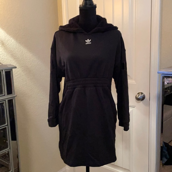 adidas Dresses & Skirts - Adidas hooded sweatshirt dress size small